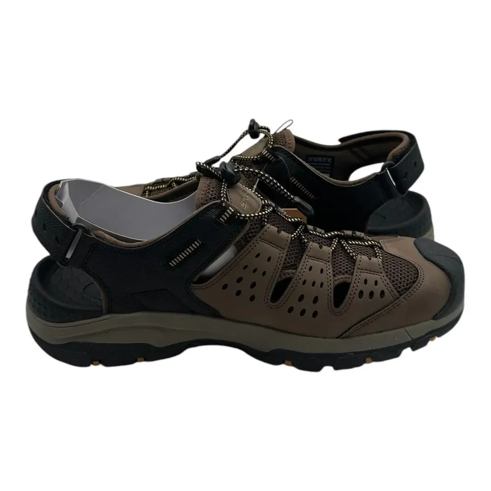 Skechers Tresmen Menard‎ Sandals Men's Size 10 Brown Vegan Relaxed Fit Luxe Foam